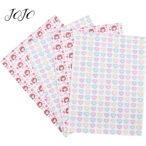 JOJO BOWS 22*30cm 1pc Faux Synthetic Leather Fabric For Needlework Heart Mermaid Printed Sheet For DIY Bow Home Textile Decor