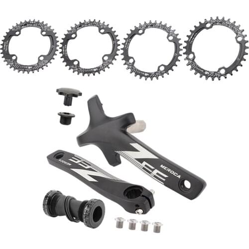 Bicycle Crank Arm Set Road Mountain Bike Crankset with Botton Bracket Bolts 170mm Crank Arm Black 104/64 BCD 32/34/36/38T