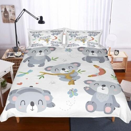 Fanaijia Kids Bedding Set Luxury Cute Koala Duvet Cover with Pillowcase Set Bed Children bed linen