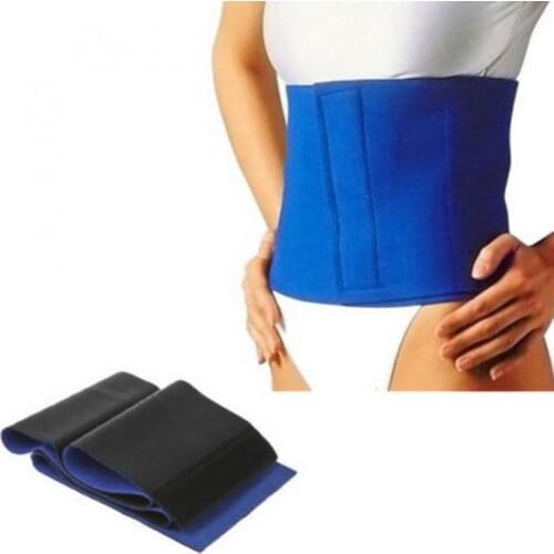 Corset Waist Trainer Exercise Wrap Belt Slim Burn Fat Sweat Weight Loss Body Shaper Slimming Tool Free Size Blue TSLM1
