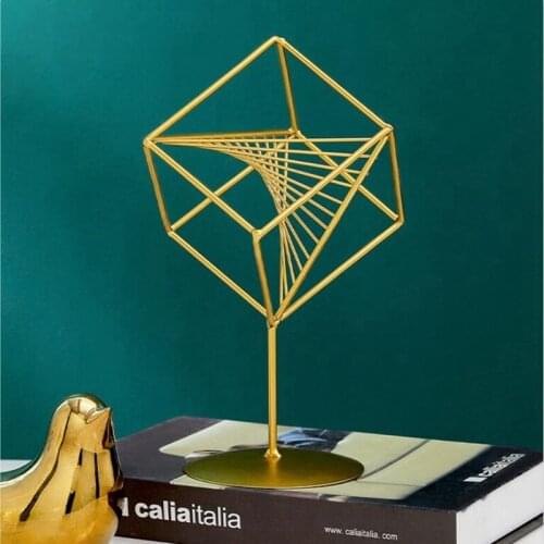 Nordic Square Iron Ornaments Home Living Room TV Cabinet Desktop Decoration Metal Line Crafts Exquisite Gifts