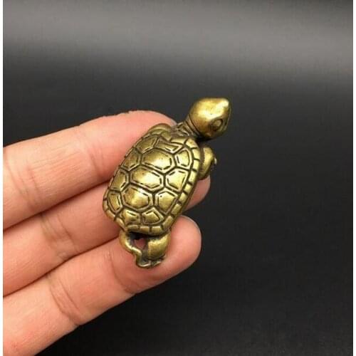 Copper Statue Chinese Brass Carved Animal Lovely Turtle Exquisite Small Statues