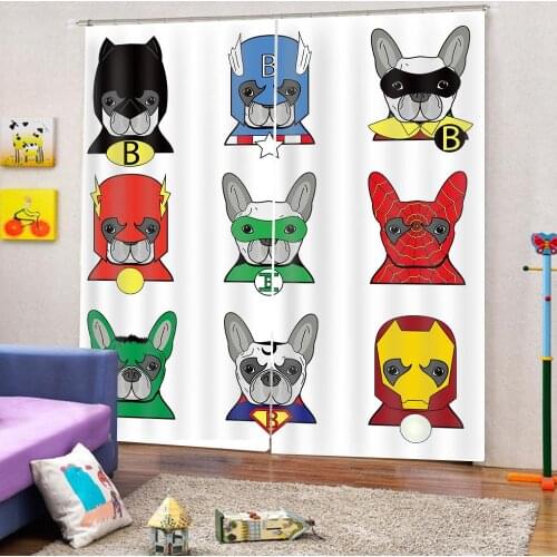Cute Cartoon Color Dogs Print Shower Curtain Childrens room Animal Window Curtain
