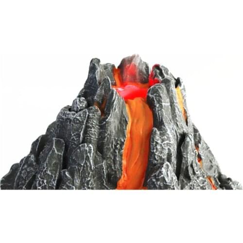 Simulation Volcano Model Spray Red Light Train Dinosaur Model Toy Accessories BX0D