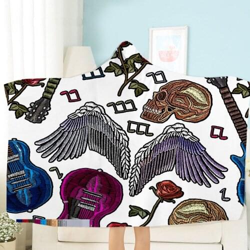 Fashion Travel Picnic Leaves And Colorful Flower Warm For Bedding Hooded Wearable Can Wear Blanket