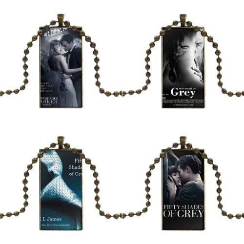Fashion 50 Fifty Shades Of Grey Sexs For Kids Beads Glass Pendant Necklace Handmade Half Pendant Rectangle Necklace