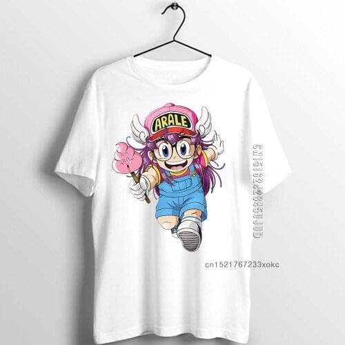 Mens T Shirt Arale Designer Anime Artwork Print Girls Male Cotton Graphic T-shirts Adult Summer Clothes