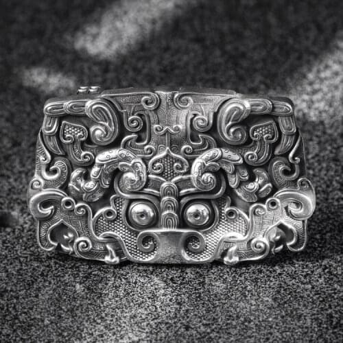 999 Sterling Silver mythical animal mens luxury buckle handmade gift (without belt) A5169