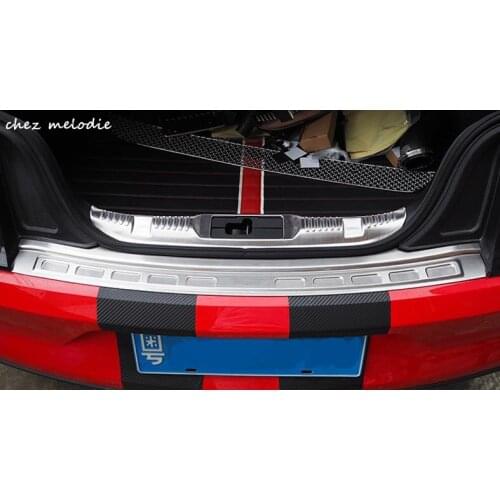 Real carbon fiber/stainless steel car inside+outside rear trunk protective decorative strip panel for 2015-2019 Ford Mustang