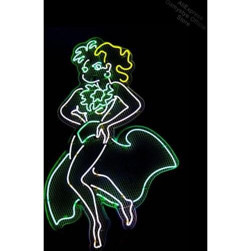 Neon bulbs sign Girl dance beer bar real handcraft bar sign real glass Commercial Light Girl Neon Sign Light Advertisement Lamp