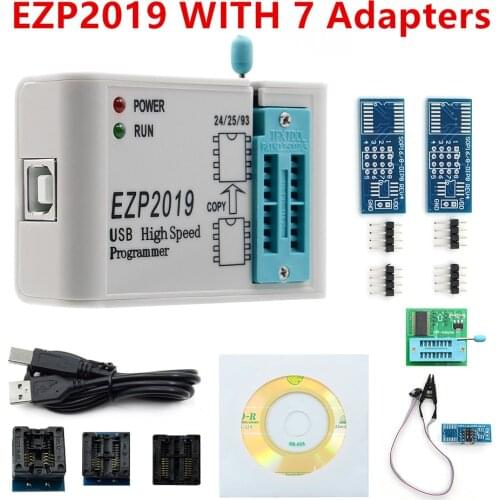 2019 Newest High Speed Programmer EZP2019 Support 24 25 26 93 EEPROM 25 flash bios chip Support WIN7&WIN8 + 7 adapters