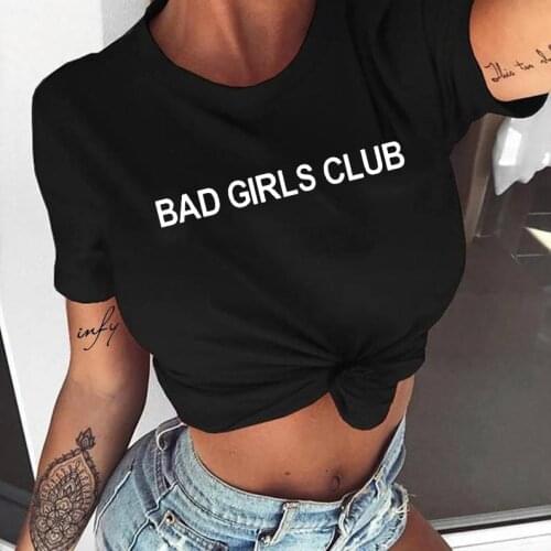 New Fashion Summer Tops Punk Tshirts for Women Bad Girls CLub T Shirt White Red Harajuku Female Tumnblr T-shirt Camisas