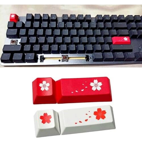 2pcs PBT Personalized Five Side Dye-Sub Esc Enter Keycap for Game Mechanical Keyboard Cherry Mx Switch Red White Petal