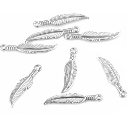 10pcs/lot Stainless Steel Leaves Pendants Charms Tree Leaf Charms for Diy Jewelry Making Findings Hypoallergenic