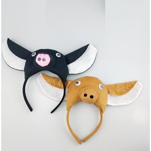 10pcs Pig Ears Headband Hairband Fancy Dress Costume Cosplay Accessories for Christmas Halloween Animal Party Pink Black White