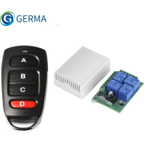 GERMA 4 CH Buttons 433MHz RF Transmitter Wireless with Remote Control Switch DC 12V 4CH relay Receiver Module