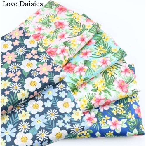 PINK GREEN WHITE BLUE Yellow Flower Floral 100% Cotton Twill Fabric for Bedding Sheet Quilt Clothes Dress Shirt Craft Tissue