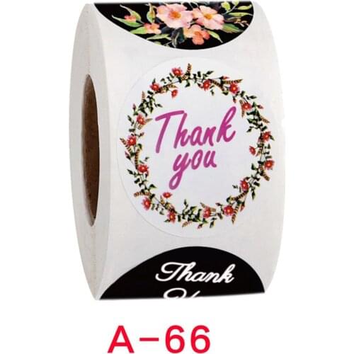 Flower Heart-shaped Thank You Roll Flower Thank You Sticker Label Copper Plate Self-Adhesive Round Decoration Stickers