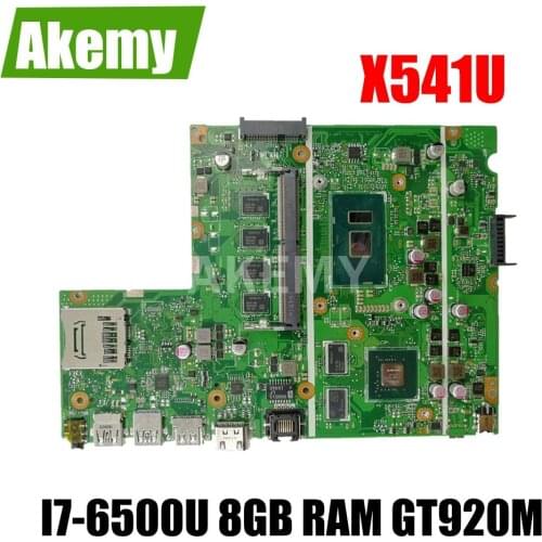 SAMXINNO For Asus F541U R541u X541U X541UV X541UVK Laotop Mainboard X541UV Motherboard with I7-6500U 8GB RAM GT920M