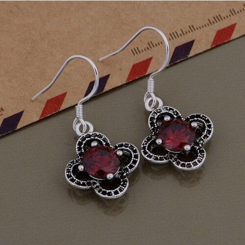 AE683 Hot sterling earrings , fashion jewelry , Dark flower /culallsa benajvua silver color