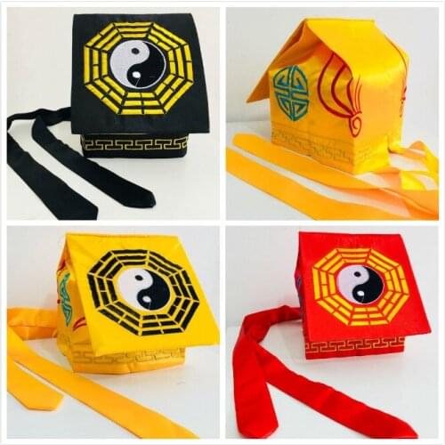 Unisex high quality 3color black/red/yellow taoism cap Taoist hat
