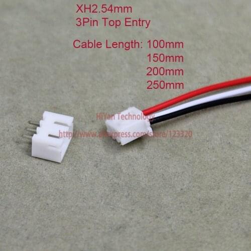 XH2.54 JST 2.54mm Pitch Top Entry 3Pin Connector 100mm To 250mm with 1007 26AWG Electronic Wire Cable Pin Header