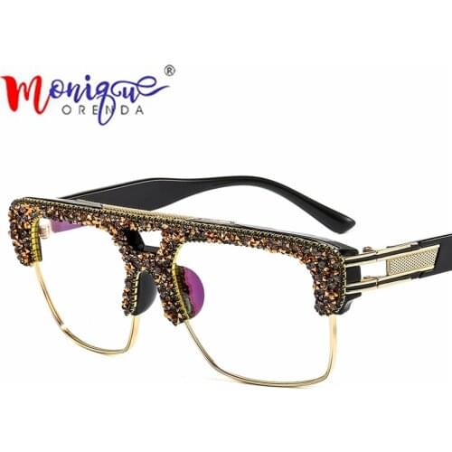 Sunglasses Women 2021 Rhinestone Men Sun glasses Cat Eye Brand Designer Oversize Clear Shades Men Sunglasses Vendor gafas de sol