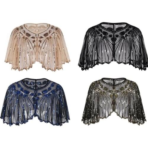 1920s Art Deco Wedding Shawls Decorated With Beads Great Gatsby Party Elegant Shawls For Lady Modern Dance Sequin Scarf DQL4973