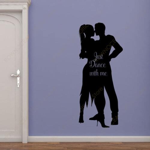 Dance with Me Quotes Wall Sticker Dancer Decals Vinyl Interior Art Design Dance Studio Murals Wallpaper Removable Custom 4843