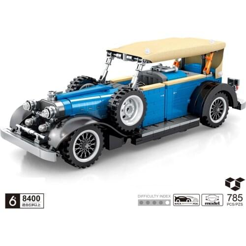 Technical classic Vintage car building block American LINCOLN KB v12 pull back vehicle toys collection for boys gifts