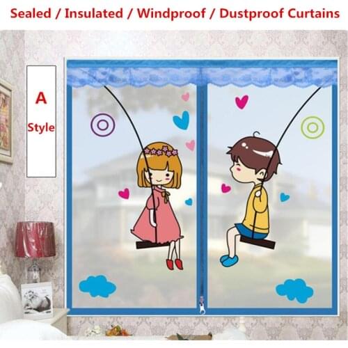 Thick Window Insulation Stickers Door And Window Seals Cold And Windproof Dustproof Insulation Film Partition Curtain 90*120 cm