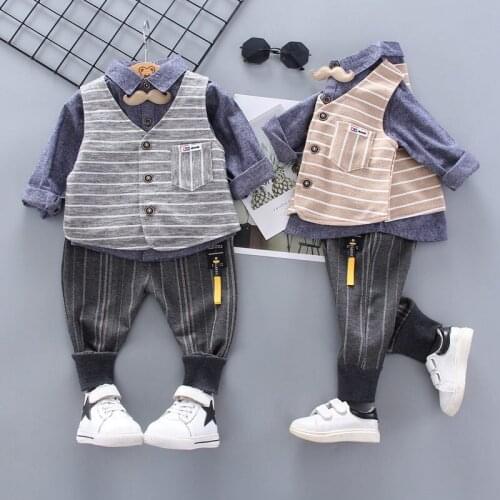 Spring Children Baby Clothes Boys Sweater gentleman Vest Shirt Pants 3Pcs/set Toddler Clothing Kids infant Leisure Tracksuits