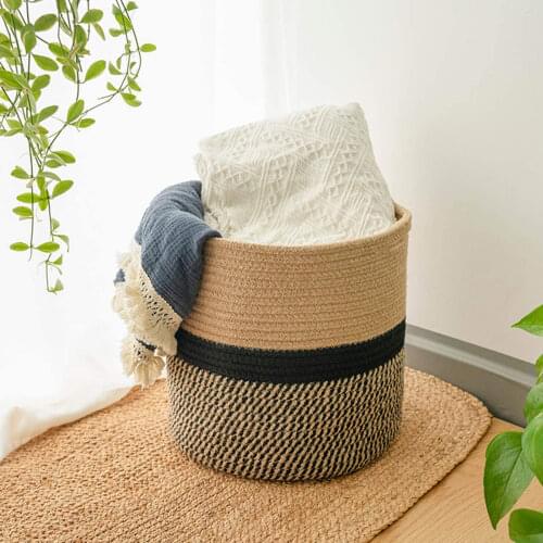 Large Capacity Woven Plant Basket Cotton Rope Flower Pot Holder Storage Organizer For Store Plants Toys Clothes Cosmetics