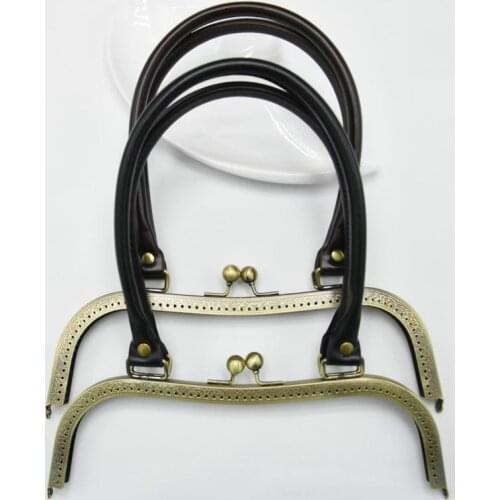 PU leather handle carved edge M shape 27cm big size women clutch bag metal clasp female purse frame 2pcs/lot