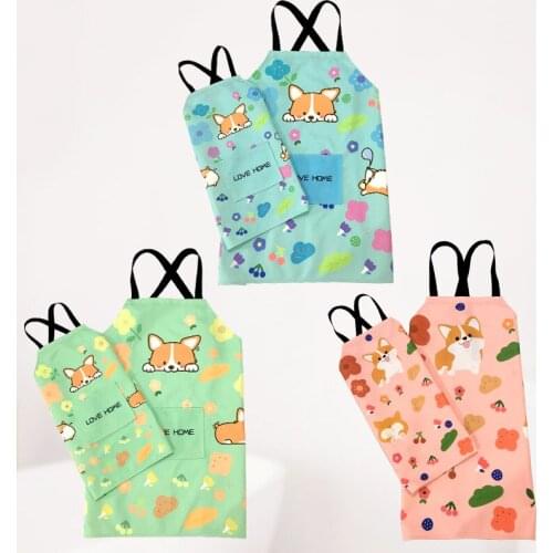 1Pcs Kitchen Aprons for Women Cotton Linen Bibs Household Cleaning Pinafore Home Cooking Apron Parents and children suit Apron