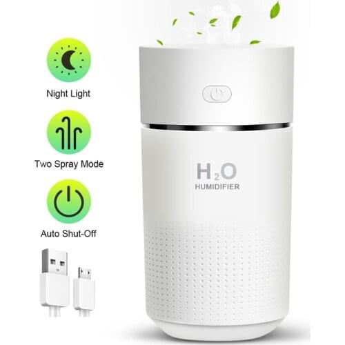 360ML Air Humidifier With Night Light 2-Spray Modes Mist Maker Portable Mini Humidificador For Bedroom Office Car Auto Shut Off