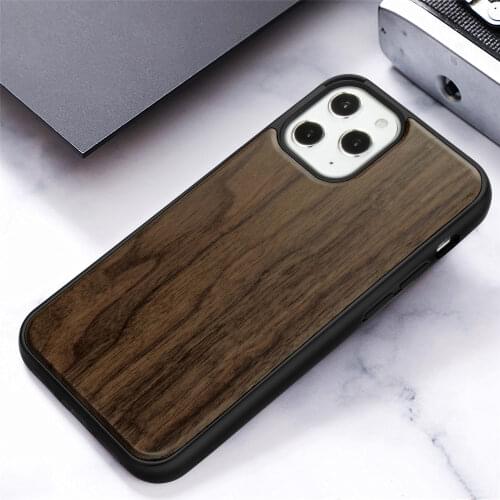 Real wood+Soft TPU Shockproof Back Cover For iPhone 11 12 Pro Max Mini XR XS MAX Retro Wooden Rosewood cherry wood Case