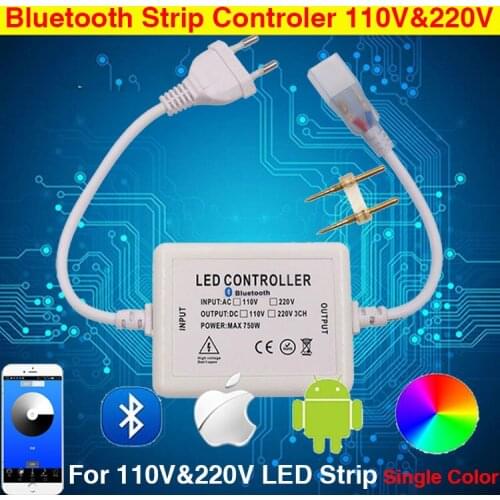 LEDWTP AC220V Led Dimmers Full Wireless IOS/Android Bluetooth Single Color Controler AC110V 750W Dimmer For LED Strip White Warm