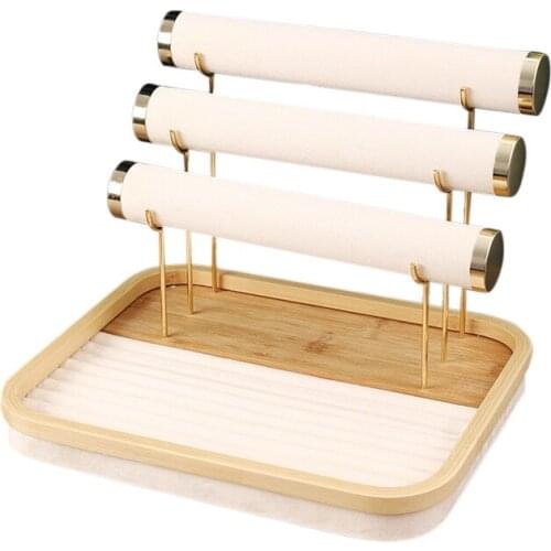 Flannel Bracelet Chain Watch T-Bar Rack Jewelry Hard Display Stand for Bangle Necklace Hairclip Jewelry Organizer Rack