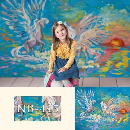 Unicorn Themed Newborn Baby Shower Photography Backdrop Blue Abstract Unicorn Birthday Party Dessert Table Background Photocall