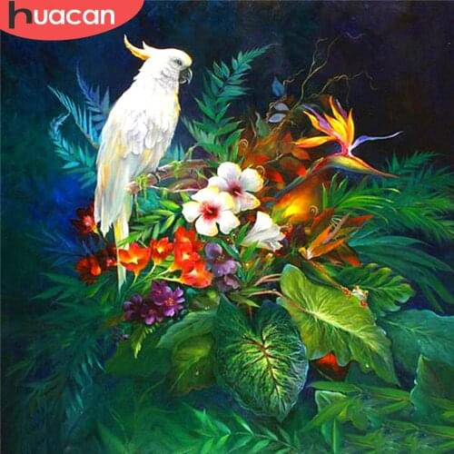 HUACAN 5D DIY Full Square Diamond Painting Parrot Mosaic Diamond Embroidery Cross Stitch Animal Home Decoration New Year Gift