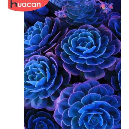 HUACAN Diamond Painting Flower Full Square Round DIY Diamond Embroidery Succulents Mosaic Rhinestone Cross Stitch Home Decor