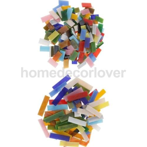 220pcs Assorted Size Rectangle Vitreous Glass Mosaic Tiles Pieces for Art DIY Crafts Material