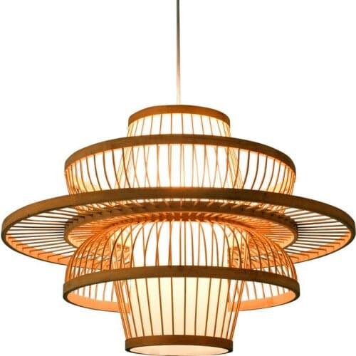 Chinese Bamboo LED Pendant Lights Garden Restaurant Pendant Lamp Hotel Farm Teahouse Lantern Tatami Bamboo Kitchen Hanging Lamp