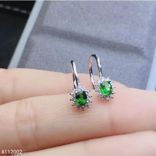 KJJEAXCMY fine jewelry natural diopside 925 sterling silver women earrings support test elegant