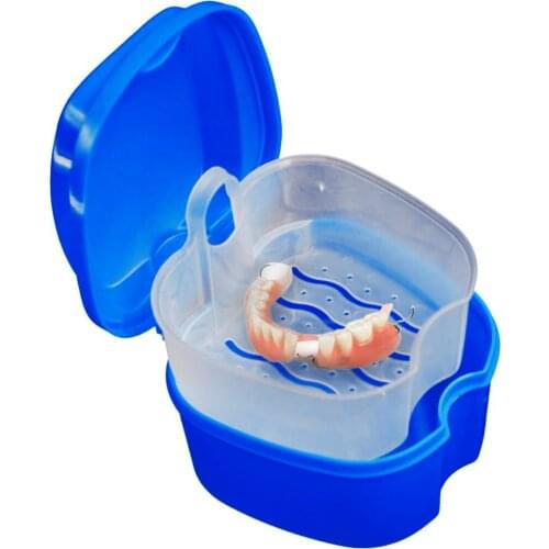 Denture Box With Net Cleaning Teeth Case Dental False Teeth Storage Box With Hanging Net Container Container Denture Boxs 20#28