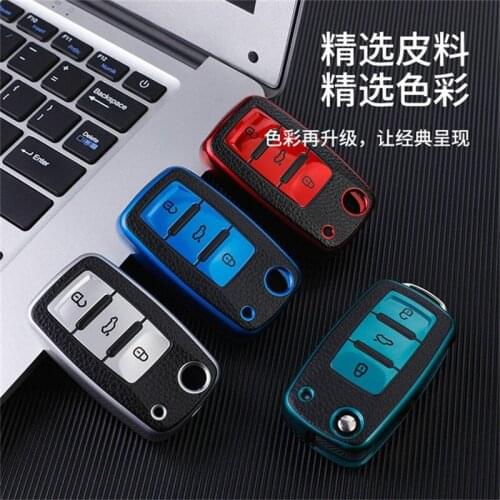 Leather+TPU Car Key Cover Case For Volkswagen for VW POLO Tiguan Passat B5 B6 B7 Golf EOS Scirocco Jetta MK6 Octavia Accessories