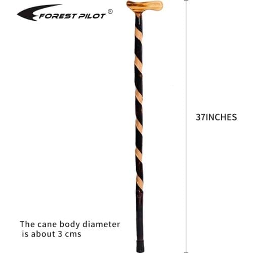 FOREST PILOT Bolder Twisted Style Walking Cane for Men and Women Handcrafted of Hardwood, Dark Brown Color, 37 Inches