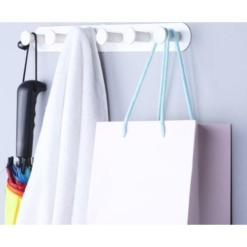 Metal 6 Hooks Punching-free Decorative Bag Clothes Coat Hanger Hook Behind-door Keys Hook Bathroom Accessories Tower Hanger Rack