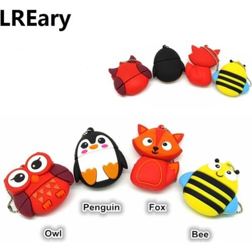 Fashion cute Animal Owl/Penguin/Fox/Bee usb flash drive pendrive usb stick 32gb 4gb 8gb 16gb flashdrive usb stick u disk memoria